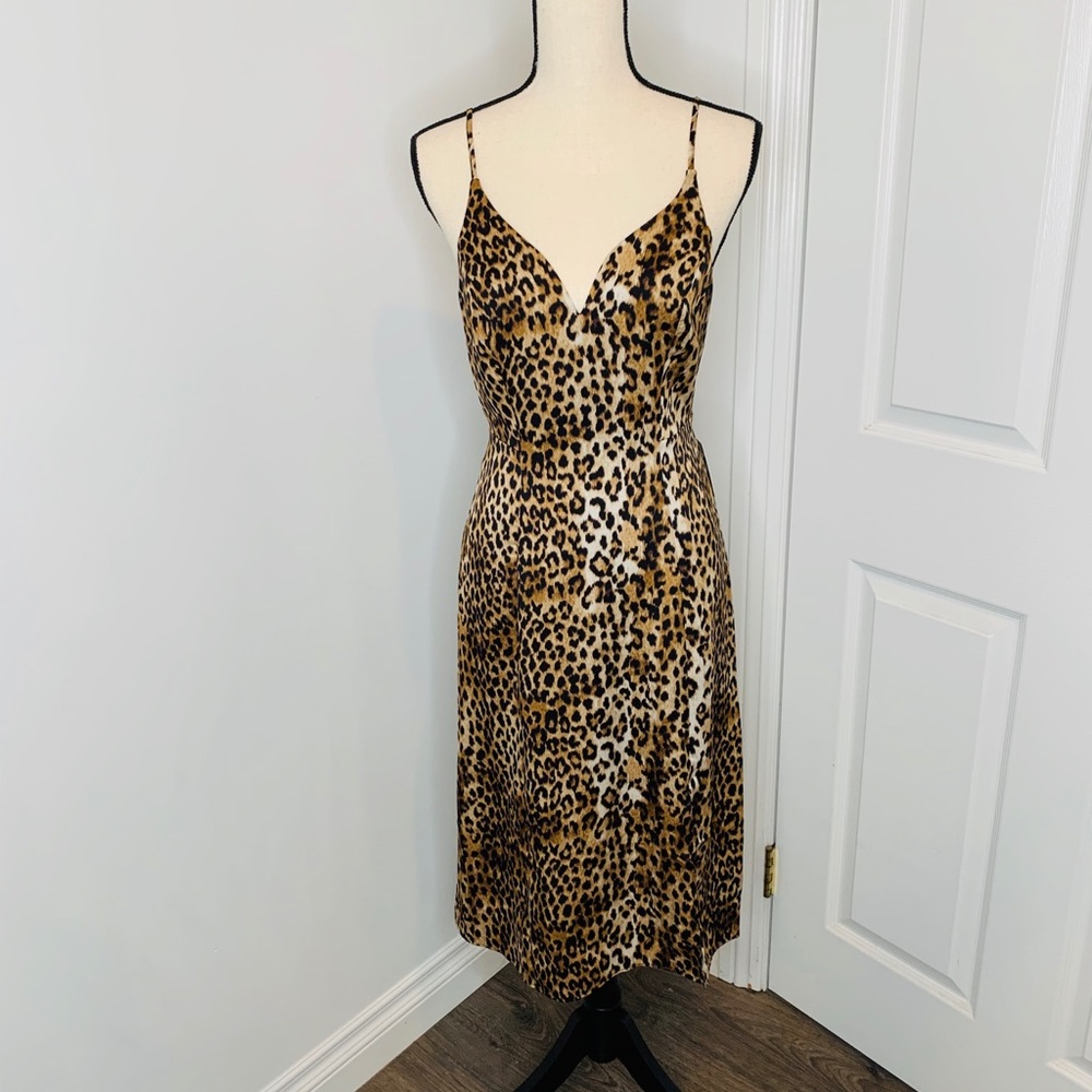Leopard print slip dress with adjustable straps